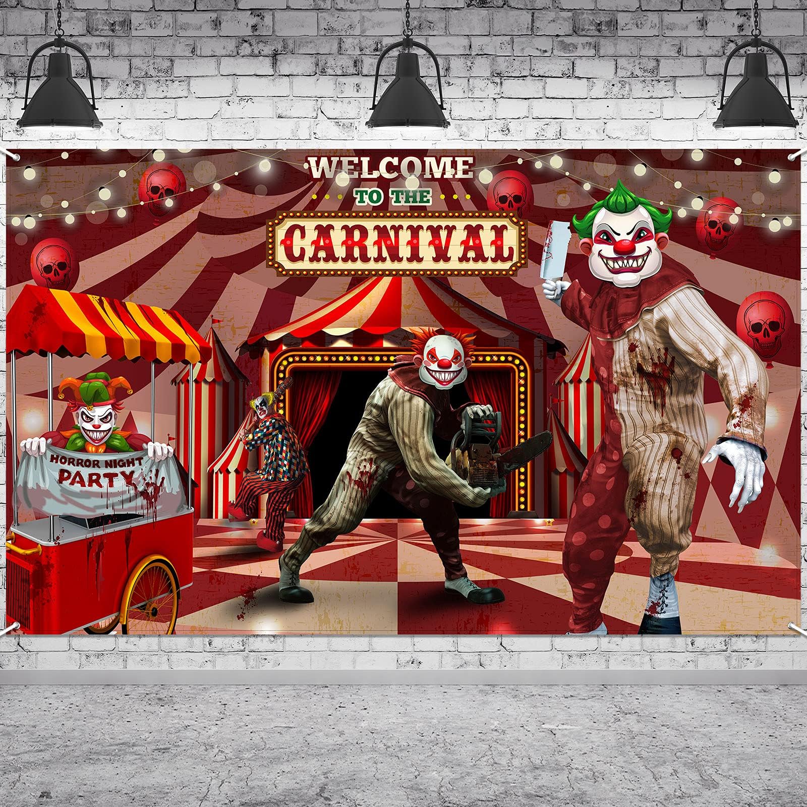 Tatuo Halloween Circus Photography Backdrop 6x4 ft Creepy Carnival Party Decoration Halloween Scary Clown Banner Horror Theme Welcome to The Carnival Background for Birthday Party Decor Supplies