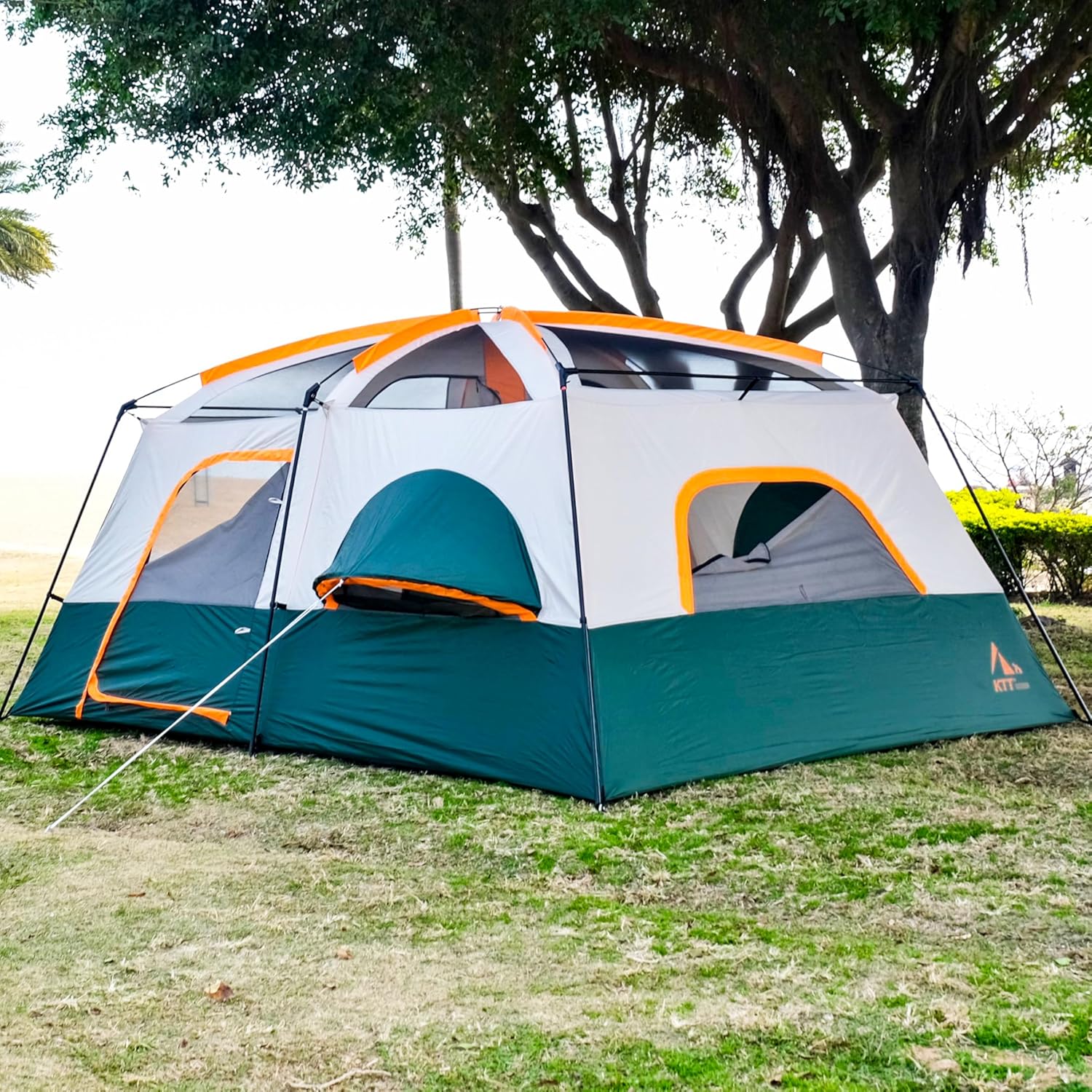 KTT Extra Large Tent 10-12-14 Person(B),Family Cabin Tents,2 Rooms,3 Doors and 3 Windows with Mesh,Straight Wall,Waterproof,Double Layer,Big Tent for Outdoor,Picnic,Camping,Family Gathering - Image 11