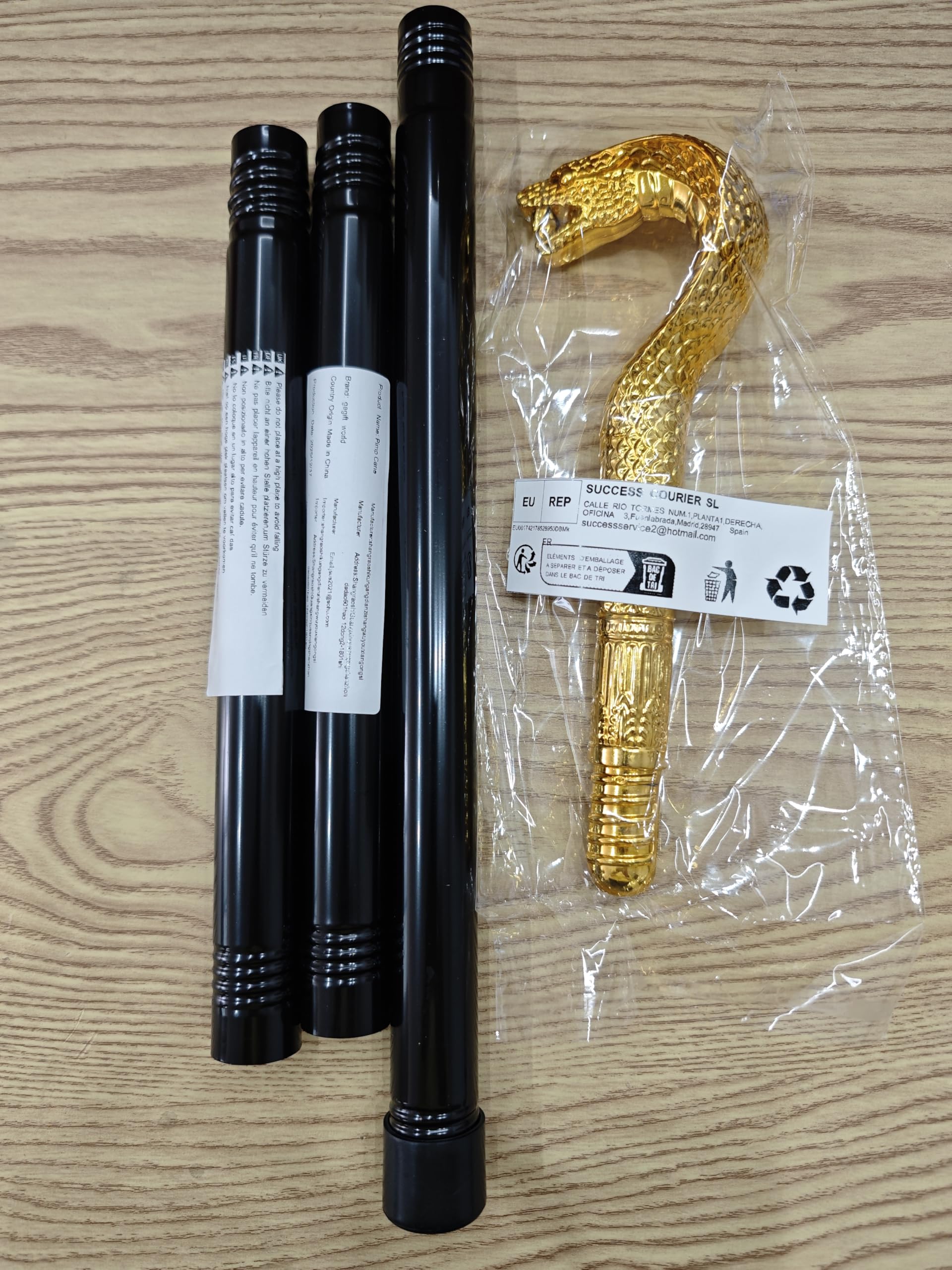 42IN Metal Cane with Snake Plastic Handle, Egyptian Staff for Pharaoh & Cleopatra Costume Mesmerizing Cosplay Prop for Halloween