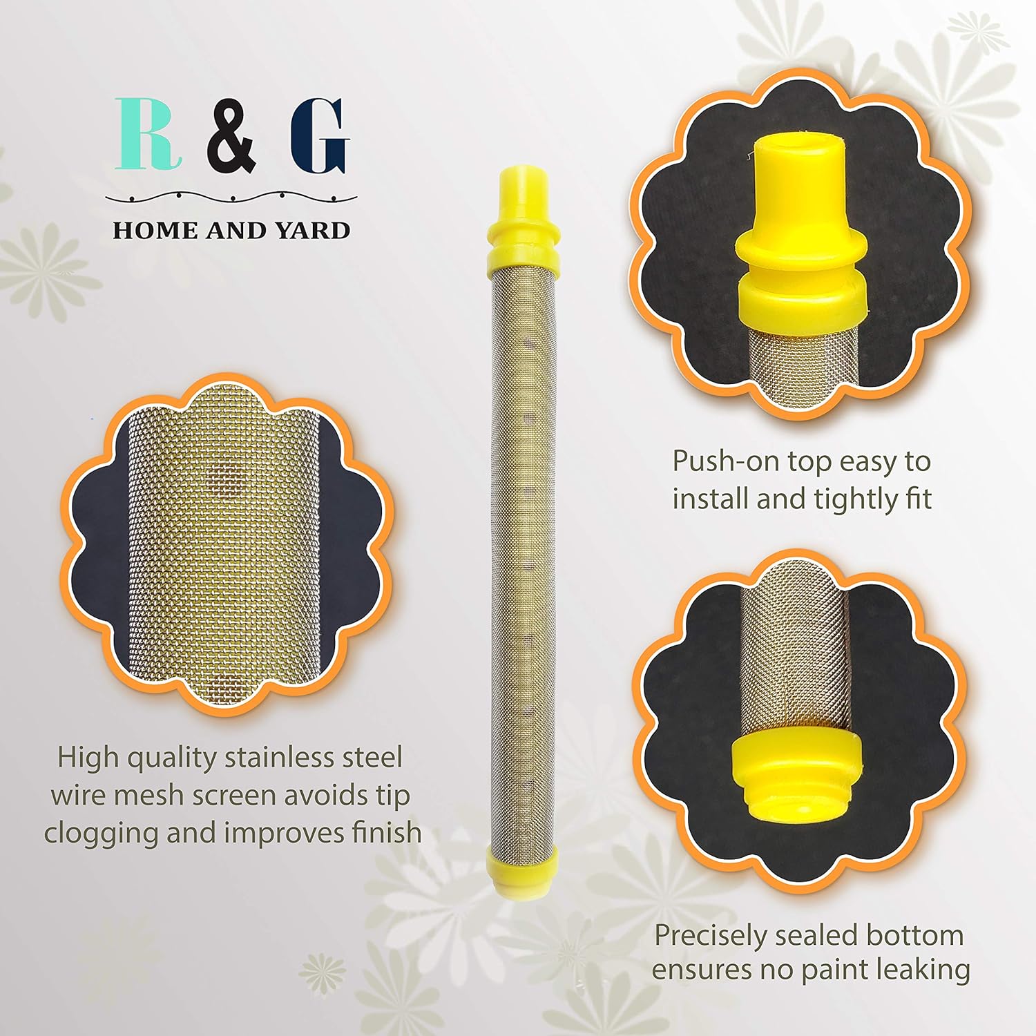 25 PCS-Titan/Wagner/Spraytech Airless Spray Gun Filter Replacement - Push On (Yellow, 100 Mesh) 581-062 581062 0089959 0089324 0154675