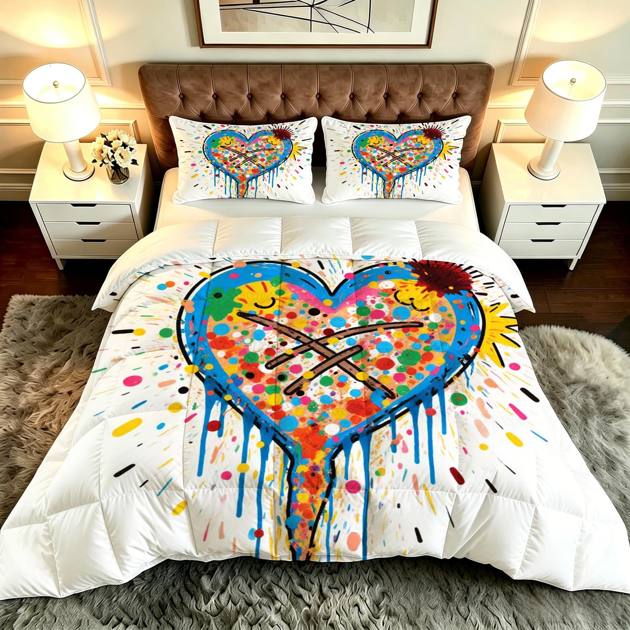 Couette 140x200 cm pour chambre à coucher et hôtel au motif moderne CœUr Gribouillage