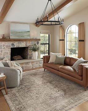 Loloi Magnolia Home by Joanna Gaines Millie Collection MIE-03 Charcoal/Dove 5-3" x 7-6", .25" Pile Height, Area Rug