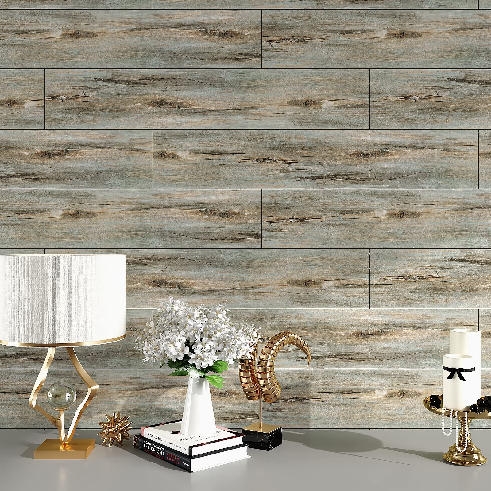 VEELIKE Suelo Vinilo Efecto Madera Gris Vintage Suelo Vinilo Autoadhesivo Baño Impermeable Vinilos Cocina Azulejos Baldosas Adhesivas Suelo Salon Dormitorio 90 cm × 15 cm 36 Piezas
