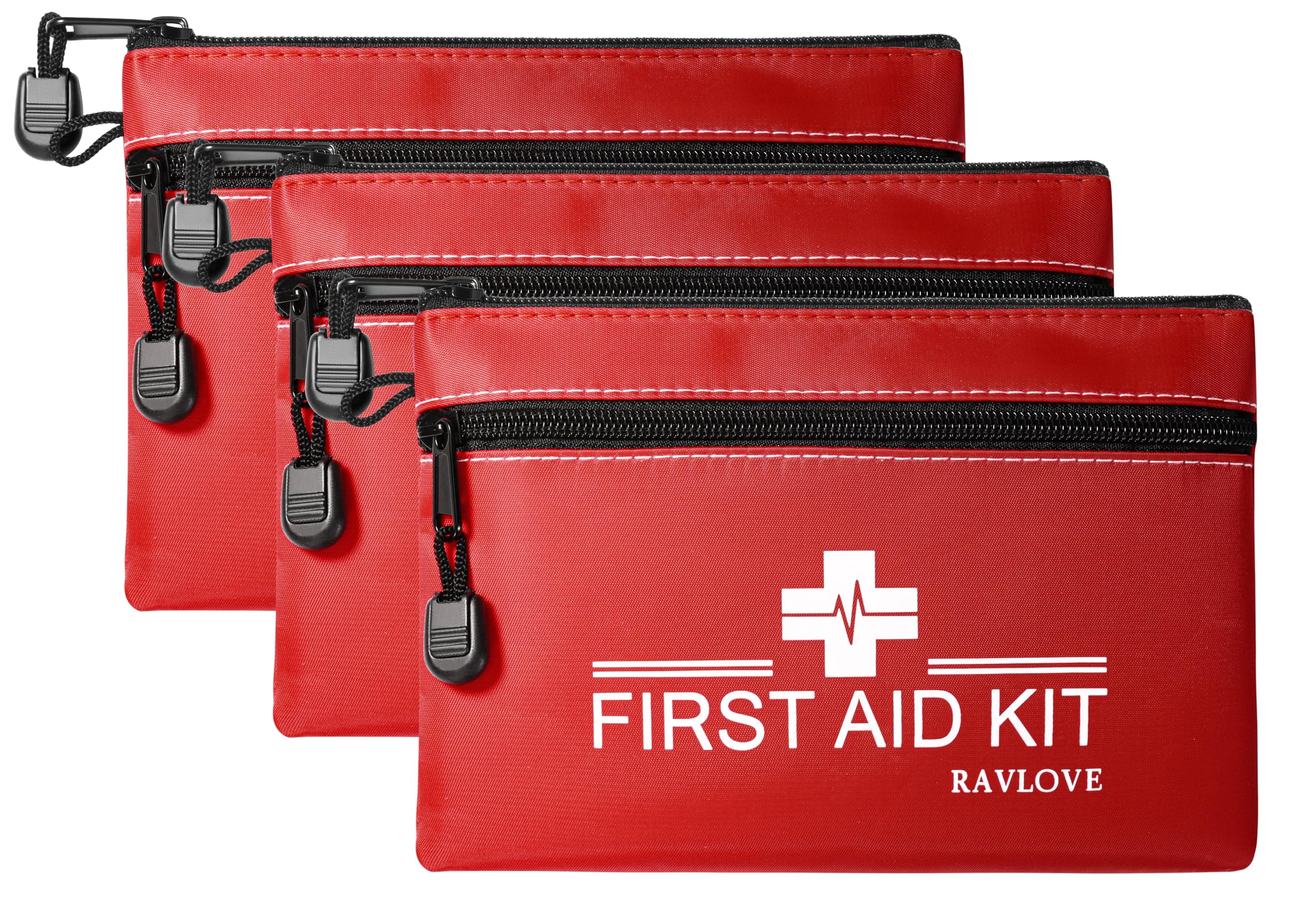 RAVLOVESmall Travel First Aid Empty Bag for Car Home Office Kitchen Camping Hiking Sport Outdoors (Pack of 3)