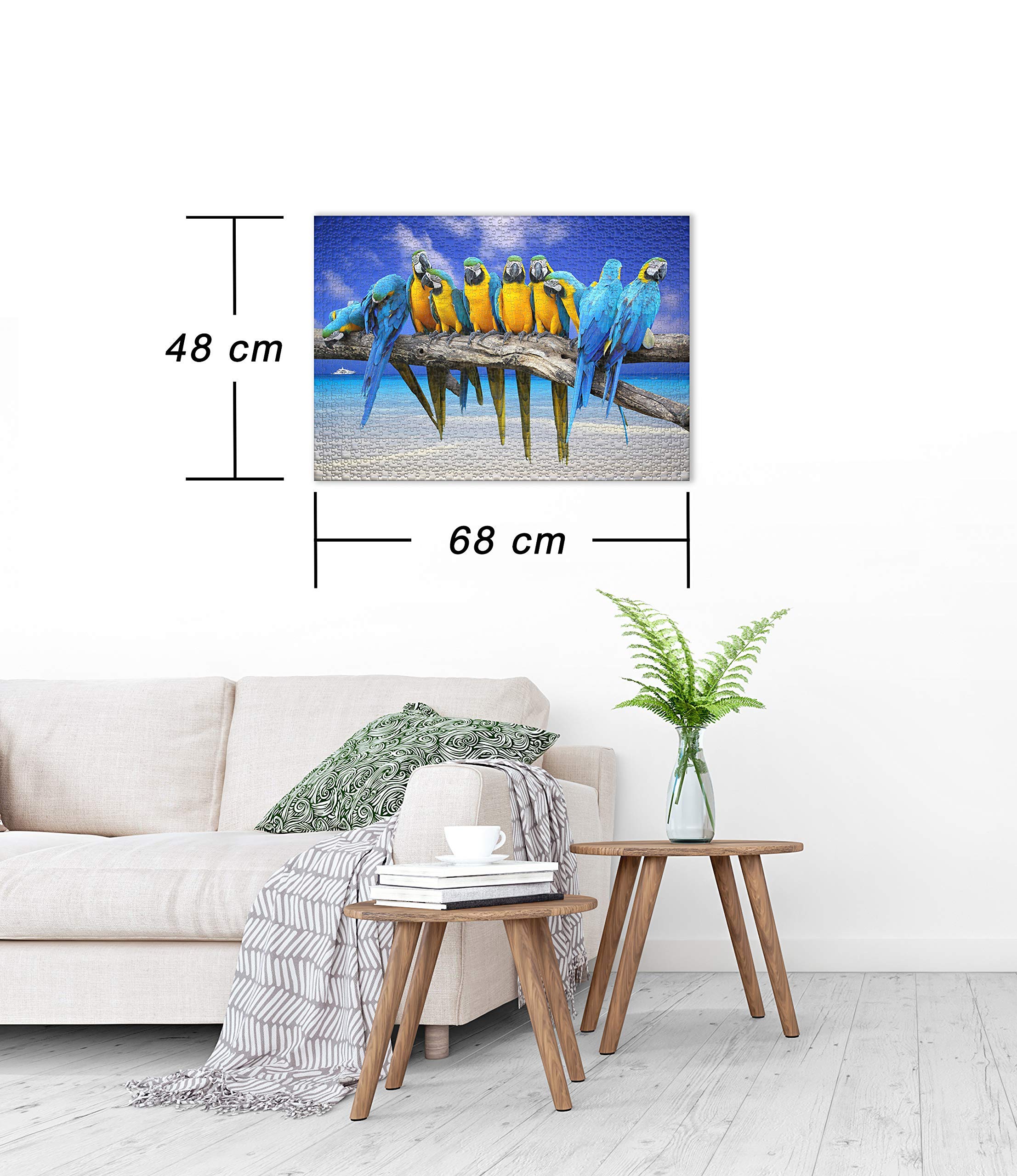 Ulmer Puzzleschmiede South Sea 1000 Piece Puzzle – Parrots On A Tropical Beach, 68 X 48 Cm, Made In Germany