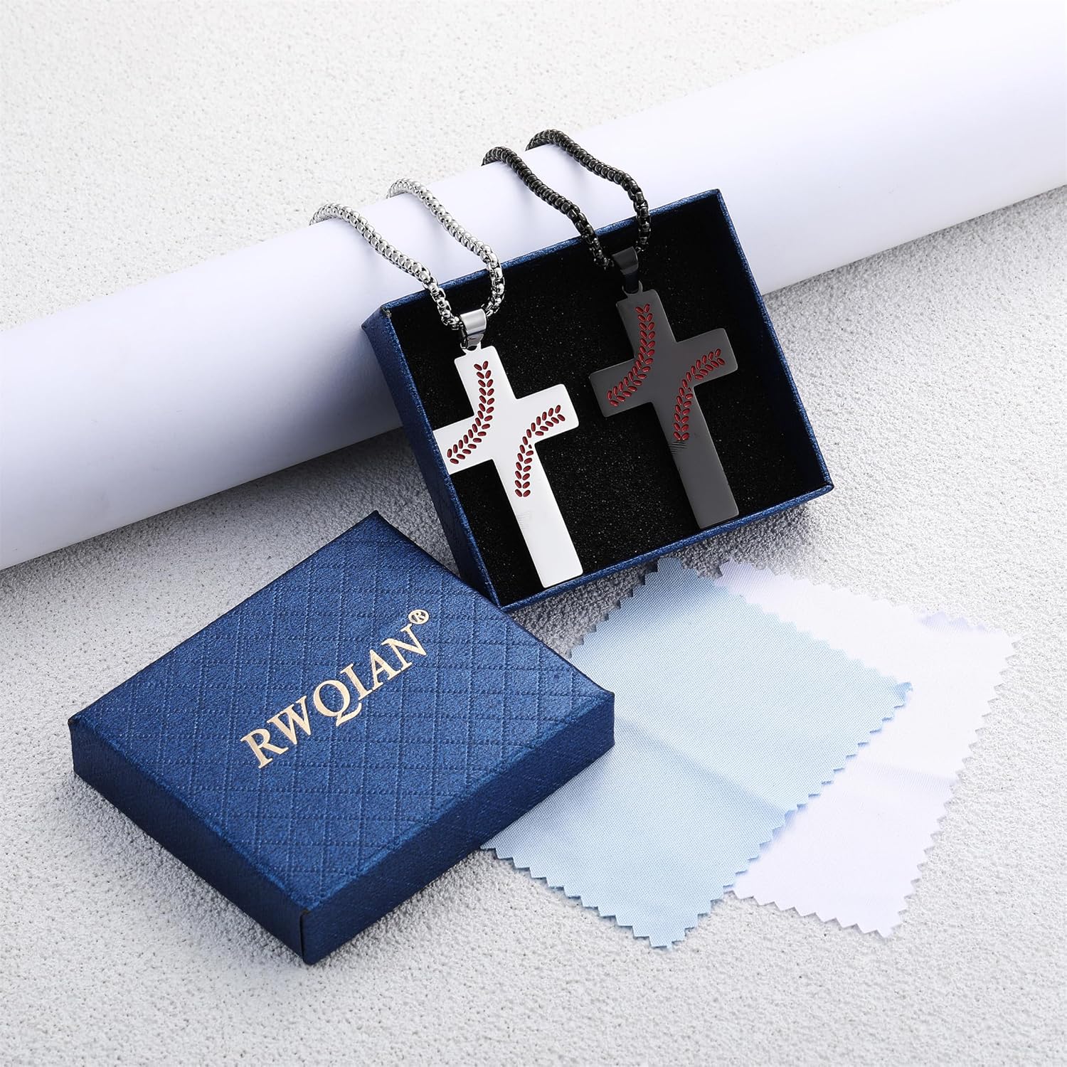 RWQIAN Baseball Cross Necklace for Men Bible Verse, Christian Religious Scriptures Faith Baptism 1st First Communion Pendant Chain for Boys, Father's Dad Day Graduation Jewelry Gifts for Him - Image 6