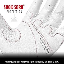 Franklin Sports Adult MLB Shok-Sorb X Batting Gloves, Adult Large, Pair, White/Chrome