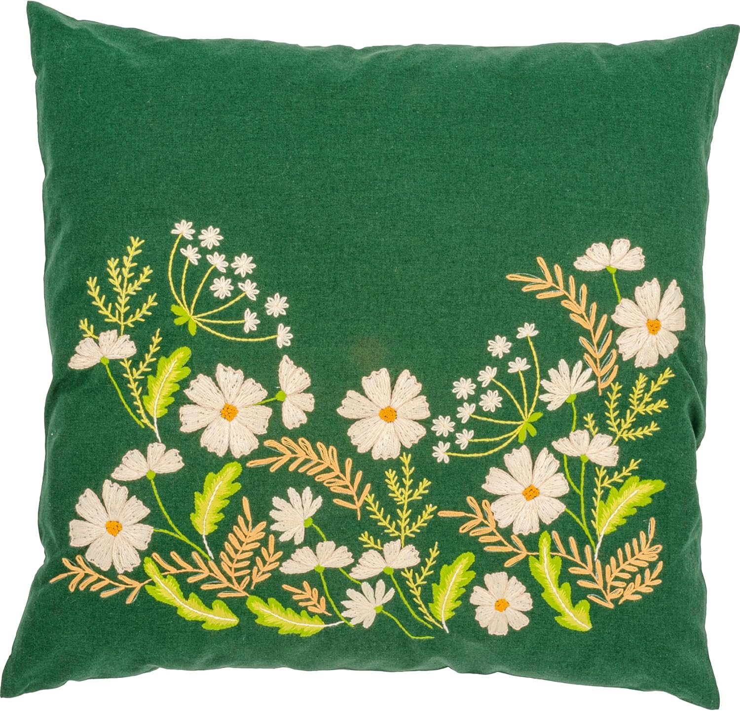 VERVACO Pre-Printed Embroidery Kit White Floral Cushion Cover with Zipper Set Embroidery Beginners Approx. 40 x 40 cm Accessories for Crafts DIY Home Decor Hobbies Adults Embroidery