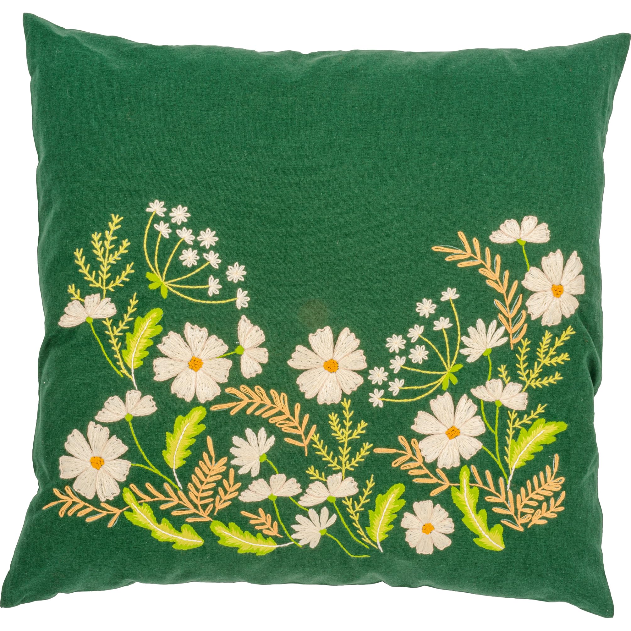 VERVACO Embroidery Kit Pre-Printed Cushion Embroidery Set Beginners White Floral Embroidery Set Cushion Cover with Zip Decorative Cushion Approx. 40 x 40 cm DIY Deco Craft Set Craftsman Home