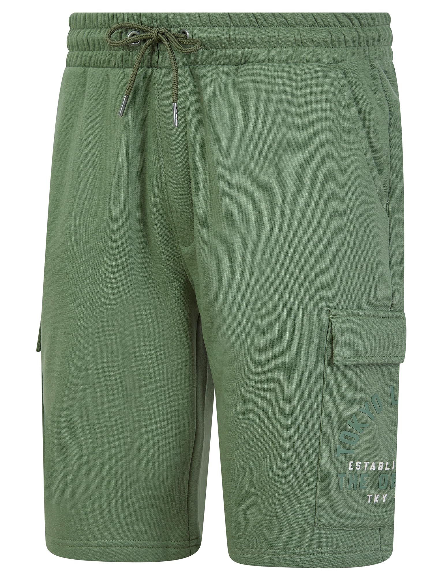Tokyo Laundry Men's Sea Spray Green 'Lewes' Multi-Pocket Brushback Fleece Jogger Cargo Shorts