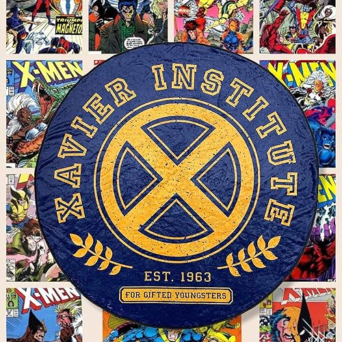 Miniatura 2 de Marvel X-Men Xavier Institute - Manta redonda de forro polar, suave y acogedora para los fanáticos de X-Men, 54 x 54 pulgadas