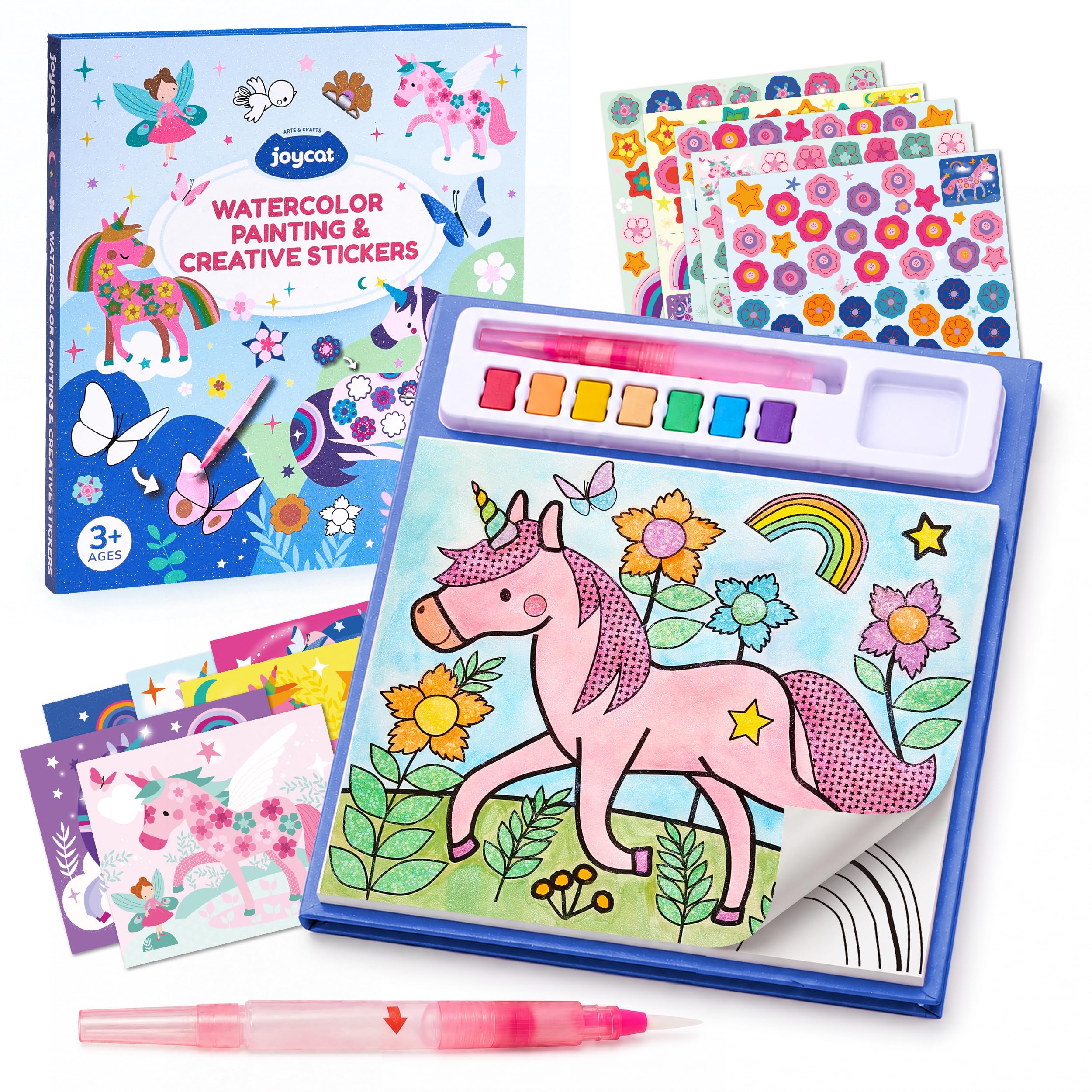 JoyCat Paint with Water Coloring Books & Creative Sticker(Magical Pony)