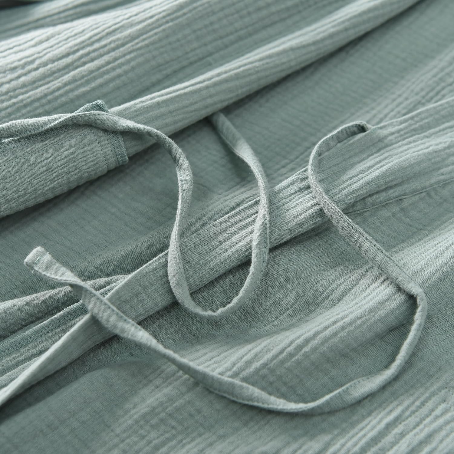 Women's Organic Cotton Bathrobe Long Sleeve Lightweight Waist-Tie Bath Robe for Home Spa Beach Wear - Image 6