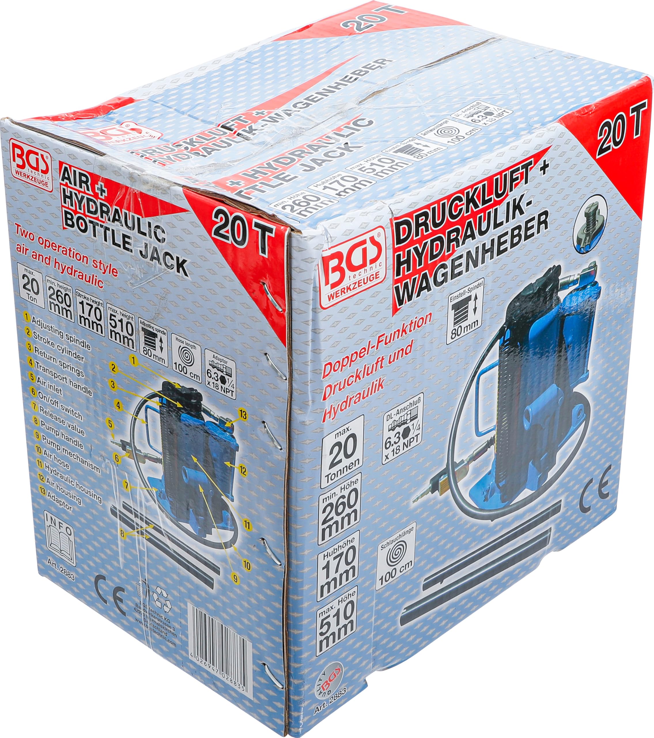 BGS 2883 | Cric hydrau-pneumatique | 20 t