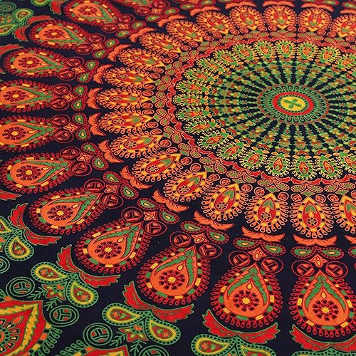 Miniatura 7 de Popular Handicrafts Tapiz redondo para colgar en la pared, diseño de mandala hippie, bohemio, hippie, intrincado, indio, mantel de 50 pulgadas (50.0