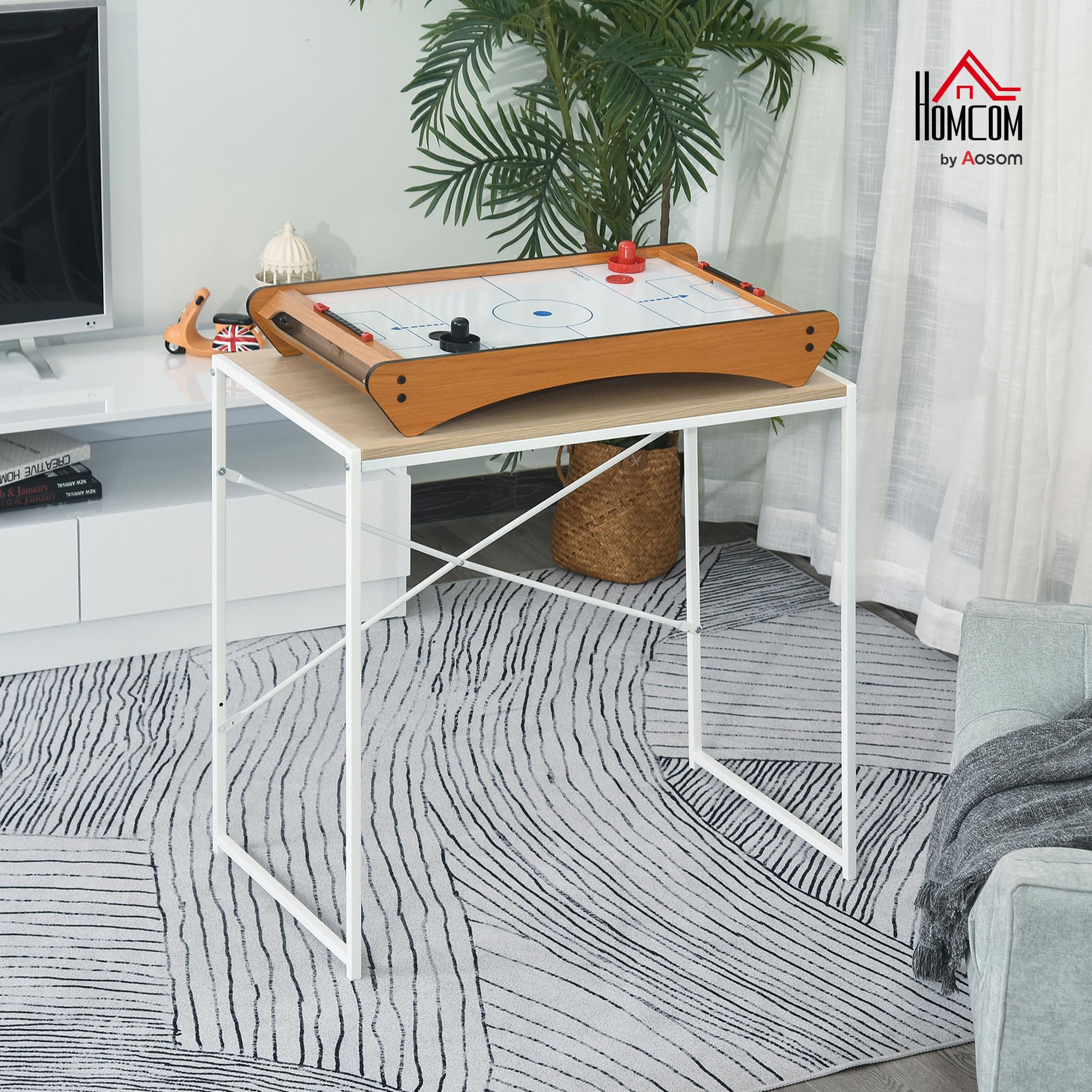 HOMCOM Table Hockey air Portable 2,5FT, Bois, pour Enfants/Adultes