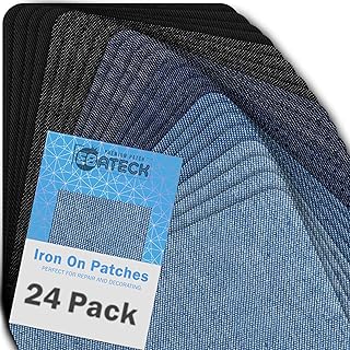 Ebateck Iron On Patches for Clothing Repair, 3.7-inch-by-4.9-inch, Fabric Patch kit for Clothing Cotton Jeans No-Sew, 6 As...