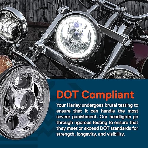 Vista 20 de TRUE MODS 5.75" (5 3/4) LED faro para Harley Davidson [acabado negro] redondo LED motocicleta faro para Dyna Street Bob Super Wide Glide Low Rider