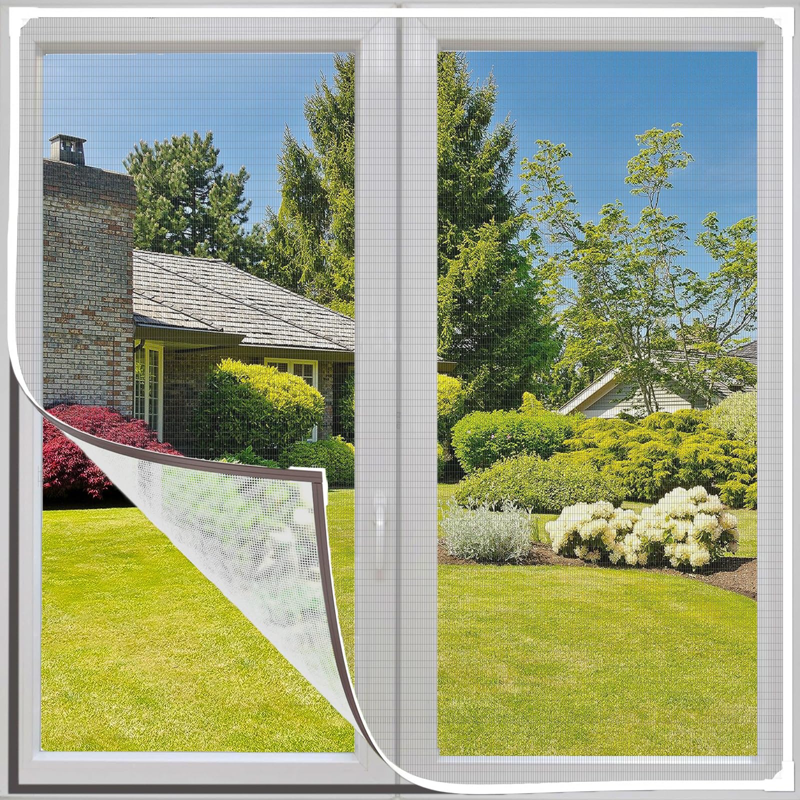 Zanzariera Magnetica Per Finestre 120x130 Cm - Grigia Con Cornice Bianca, Regolabile E Facile Da Installare - Foto 6