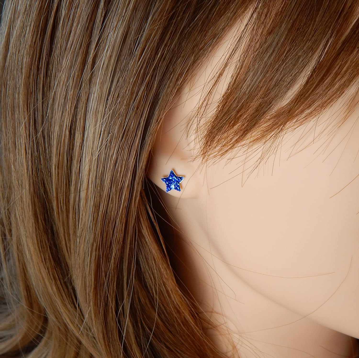 ICYROSE set of 2 pairs 925 Sterling Silver American USA Flag Heart Stud and red & Blue Crystal Star Earrings (Nickel Free) - Image 4