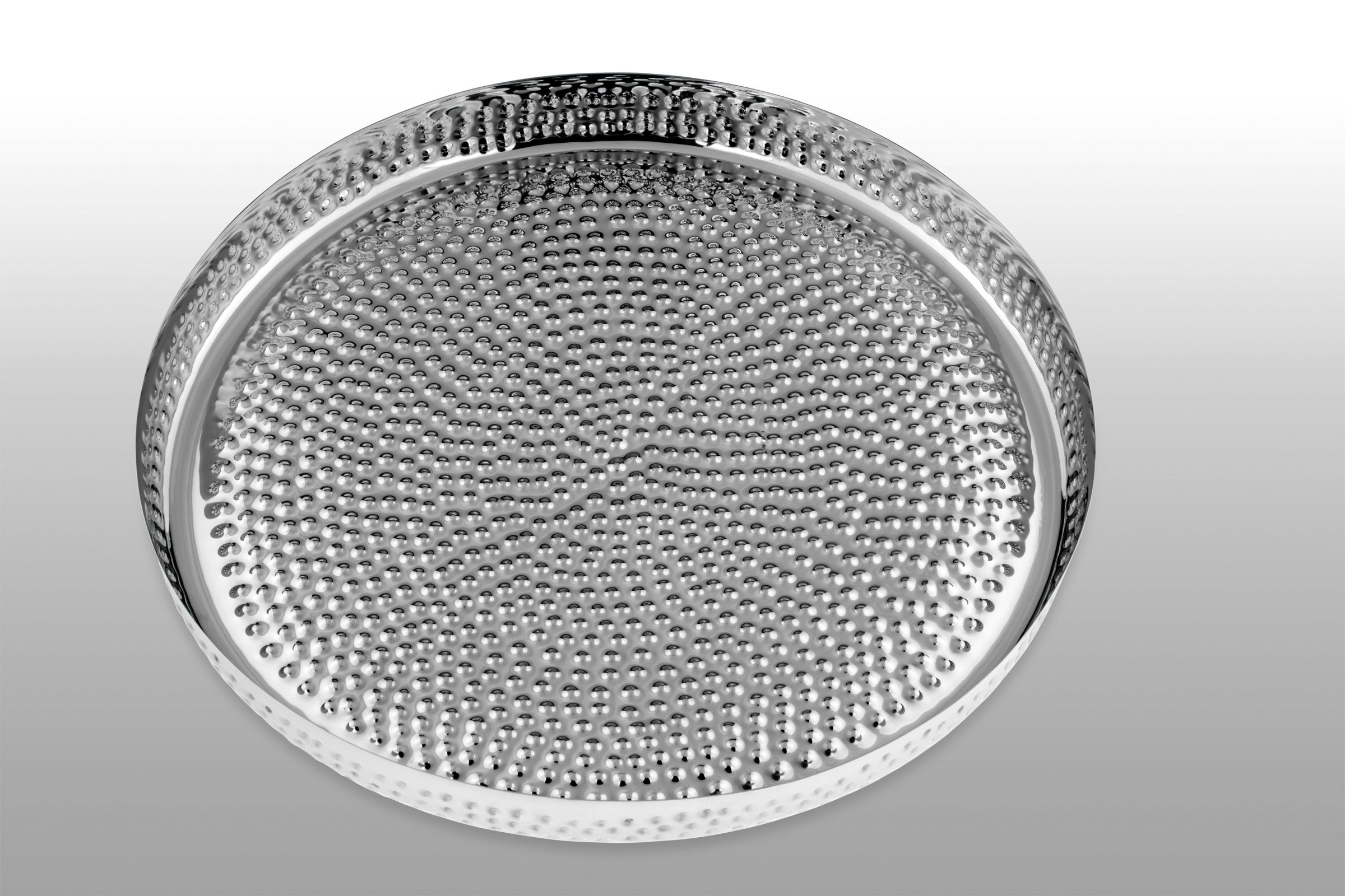 Tablett rund, gehämmert Edelstahl D: 39,0cm, H: 4,0cm Küche, Haushalt & Wohnen