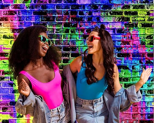 Miniatura 4 de Telón de fondo de pared de ladrillo colorido de 8 x 6 pies, graffiti, fondo de fotografía de los años 80, 90, hip hop, discoteca, cumpleaños,