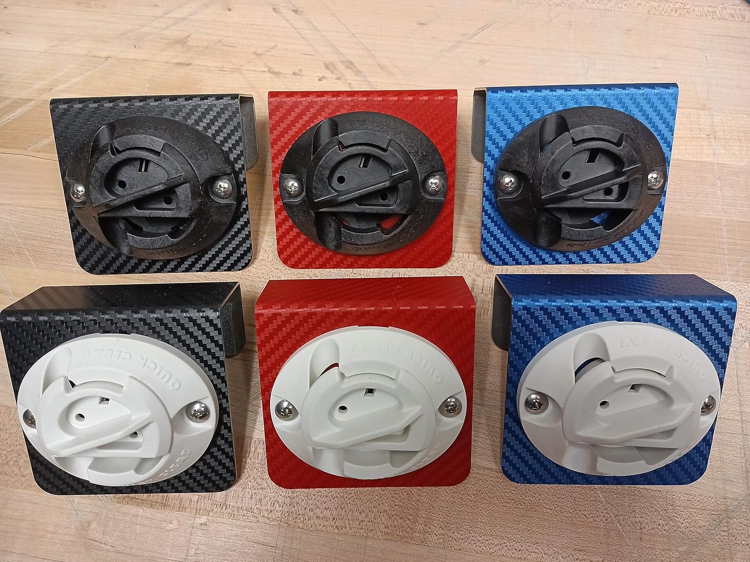 Quick Cleat Fender Clip for Pontoon Boats (2ea), Custom Colors (Red w/Black Cleat)