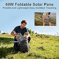 Vista 9 de 60W Portable Solar Panels Chargers with USB-C, USB-A and DC Outputs Foldable IP67 Waterproof Solar Panel for Camping,Power Emergency for Small Power