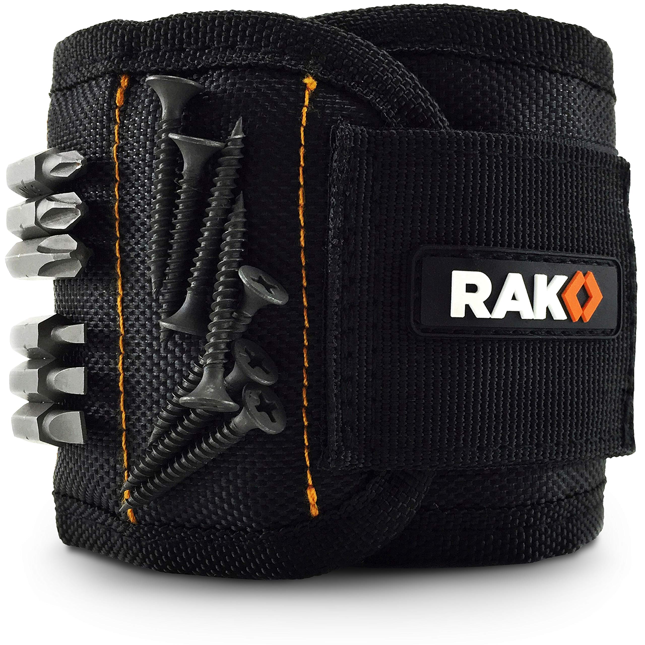 RAK Magnetic Wristband with Strong Magnets for Holding Screws, Nails, Drill Bits - Best Unique Tool Gift for Men, DIY Handyman, Father/Dad, Husband, Boyfriend, Him, Women (Black)