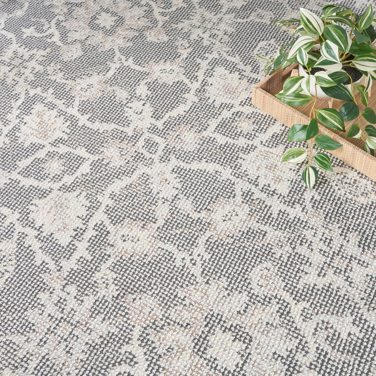 Nourison Home Desert Mirage Charcoal Ivory 5'3" x 7'3" Area Rug - Easy Clean, Non Shedding, Bed Room, Living Room, Dining Room, Kitchen (5' x 7')