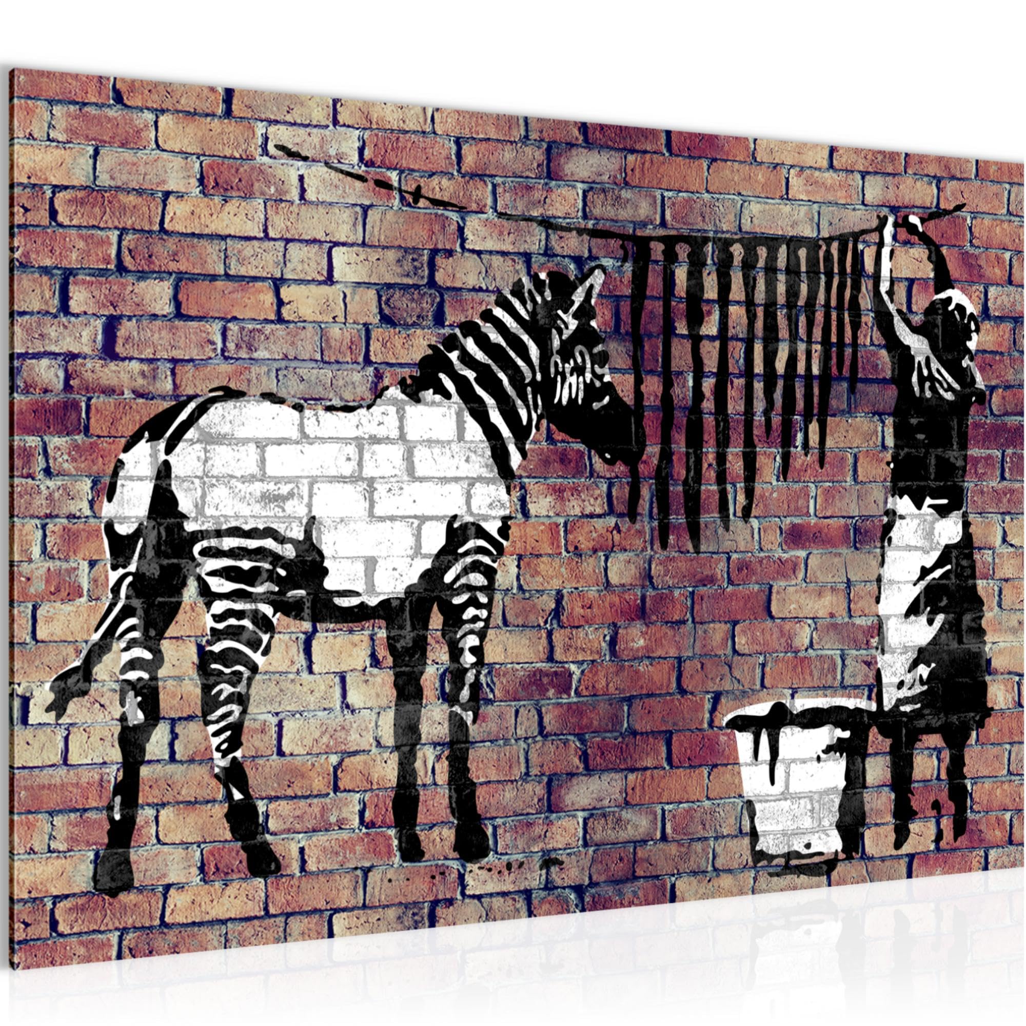 Tableau Banksy zèbre lavant cadeau idéal pour passionné de street art moderne