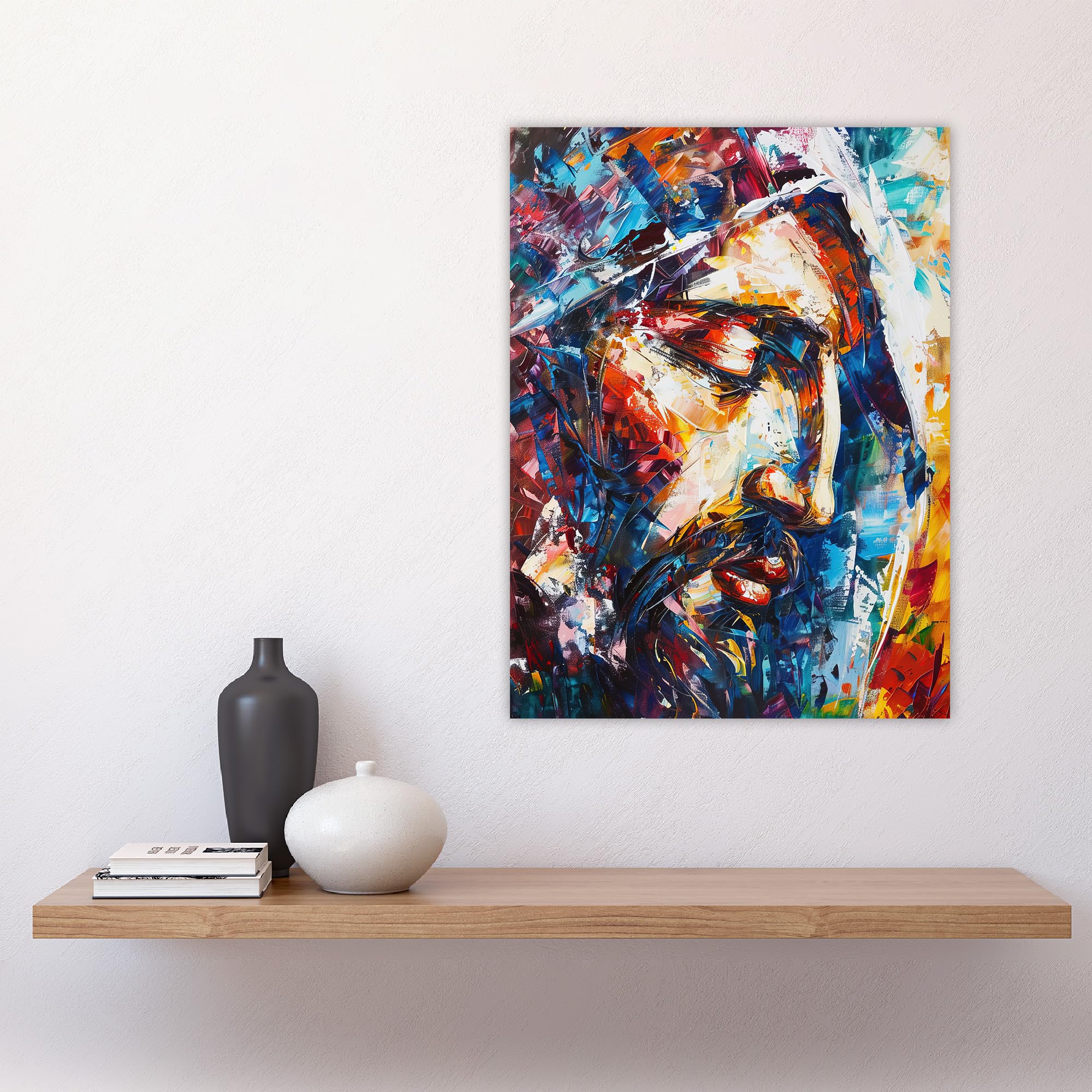 Artery8 Jesus Face Portrait Religious Painting Living Room Large Wall Art Poster Print Thick Paper 18X24 Inch - Image 4