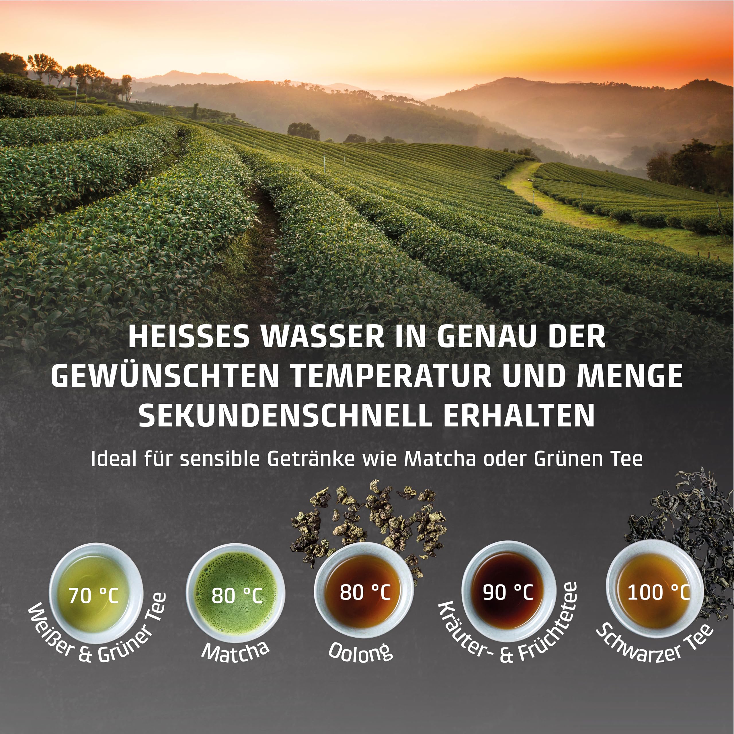 CASO HW 550 -Turbo Heisswasserspender, für die Zubereitung von Tee, löslichem Kaffee, Babynahrung, Wassertank 2,9 l Kapazität, 7 einstellbare Temperaturstufen von 40-100 °C in 10 °C-Schritten