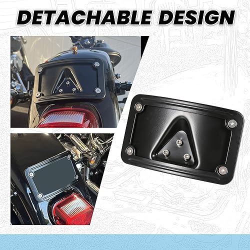 Vista 3 de ECOTRIC Soporte de placa de matrícula curvada con marco de reemplazo de montaje de placa Harley para 3148