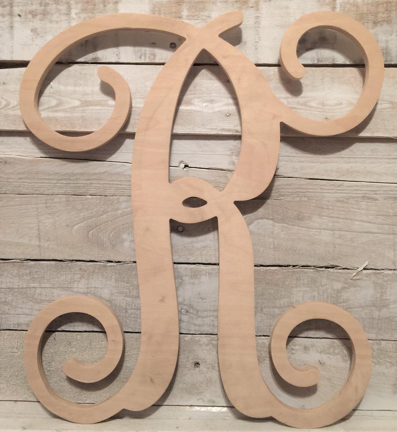 Unfinished Wood, Paint Me Designs, Monogram Script Letter R