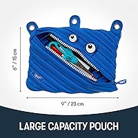 Vista 2 de ZIPIT Estuche para lápices Monster para niños, bonita bolsa de 3 anillas para niños, niñas y adolescentes, bolsa de papelería para la escuela