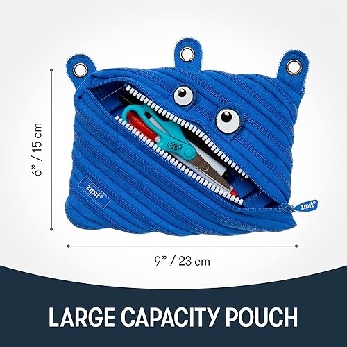 Miniatura 2 de ZIPIT Estuche para lápices Monster para niños, bonita bolsa de 3 anillas para niños, niñas y adolescentes, bolsa de papelería para la escuela, color