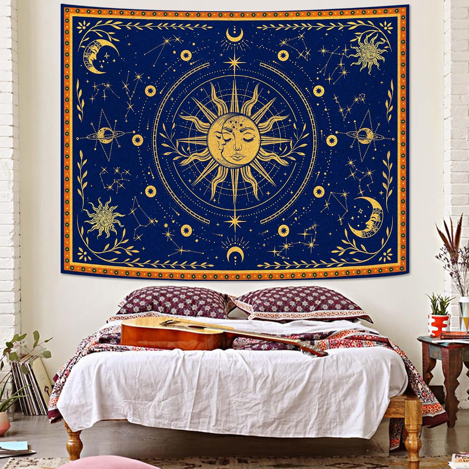 Spenlife Sun and Moon Celestial Tapestry Cosmic Tapestry for Bedroom Astral Tapestries Wall Hanging Bedroom Living Room Wall Art and Home Decor 60x80