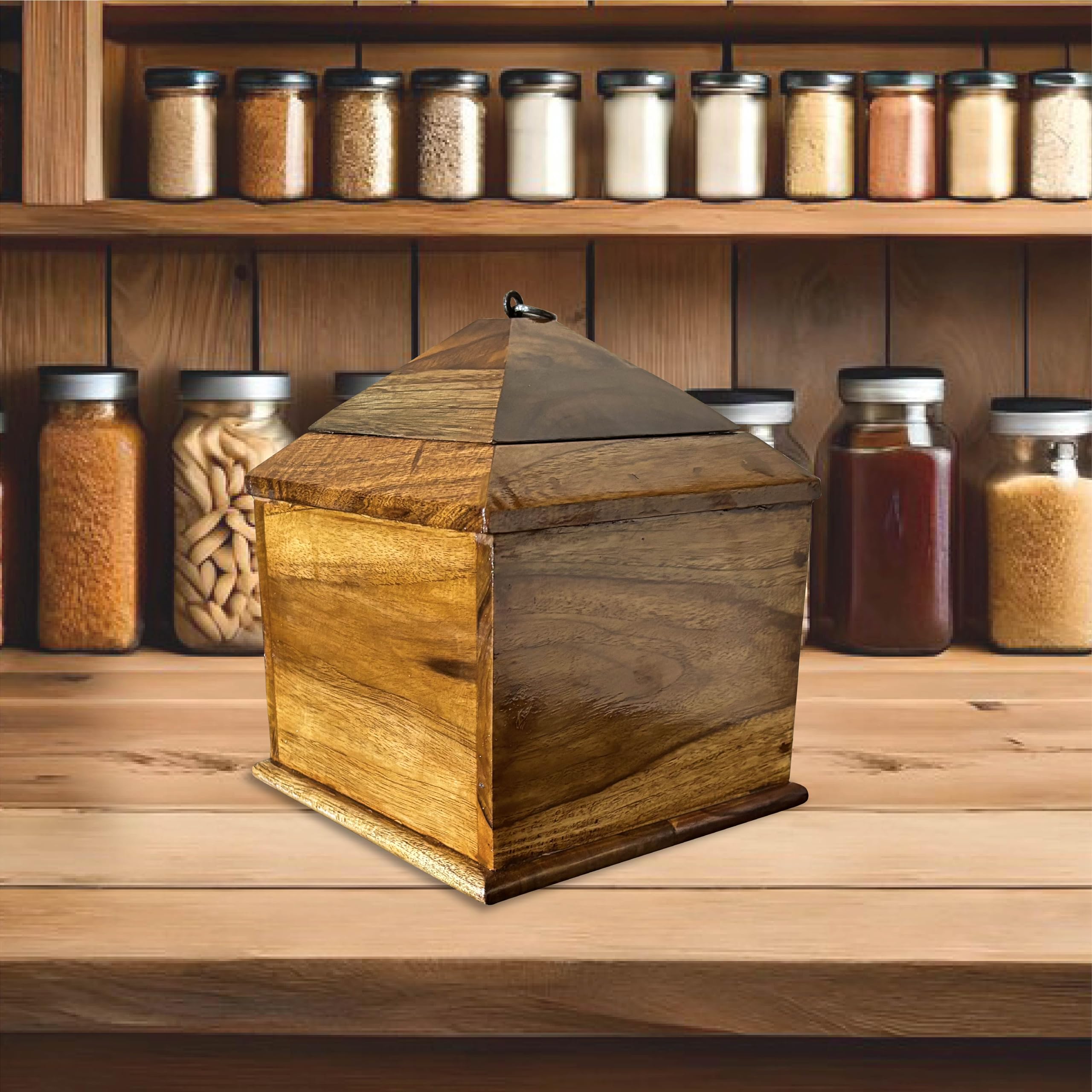 Wood Storage Box, Wood Container, Top-Opening Design (Teak wood, 7