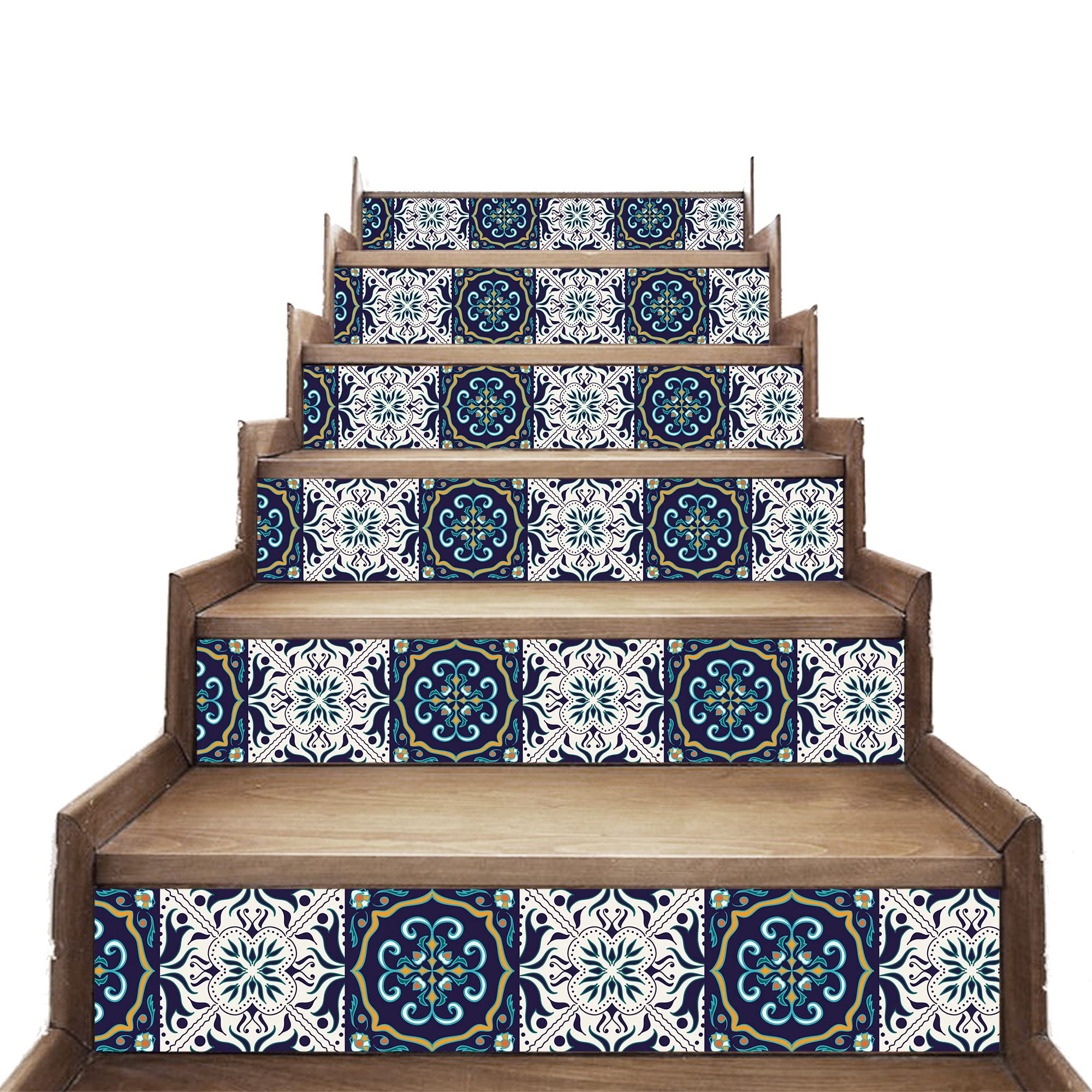 AMAZING WALL Talavera Ceramic Tiles Printed Stairs Self Adhesive Decoration Wall Sticker Set 6pcs