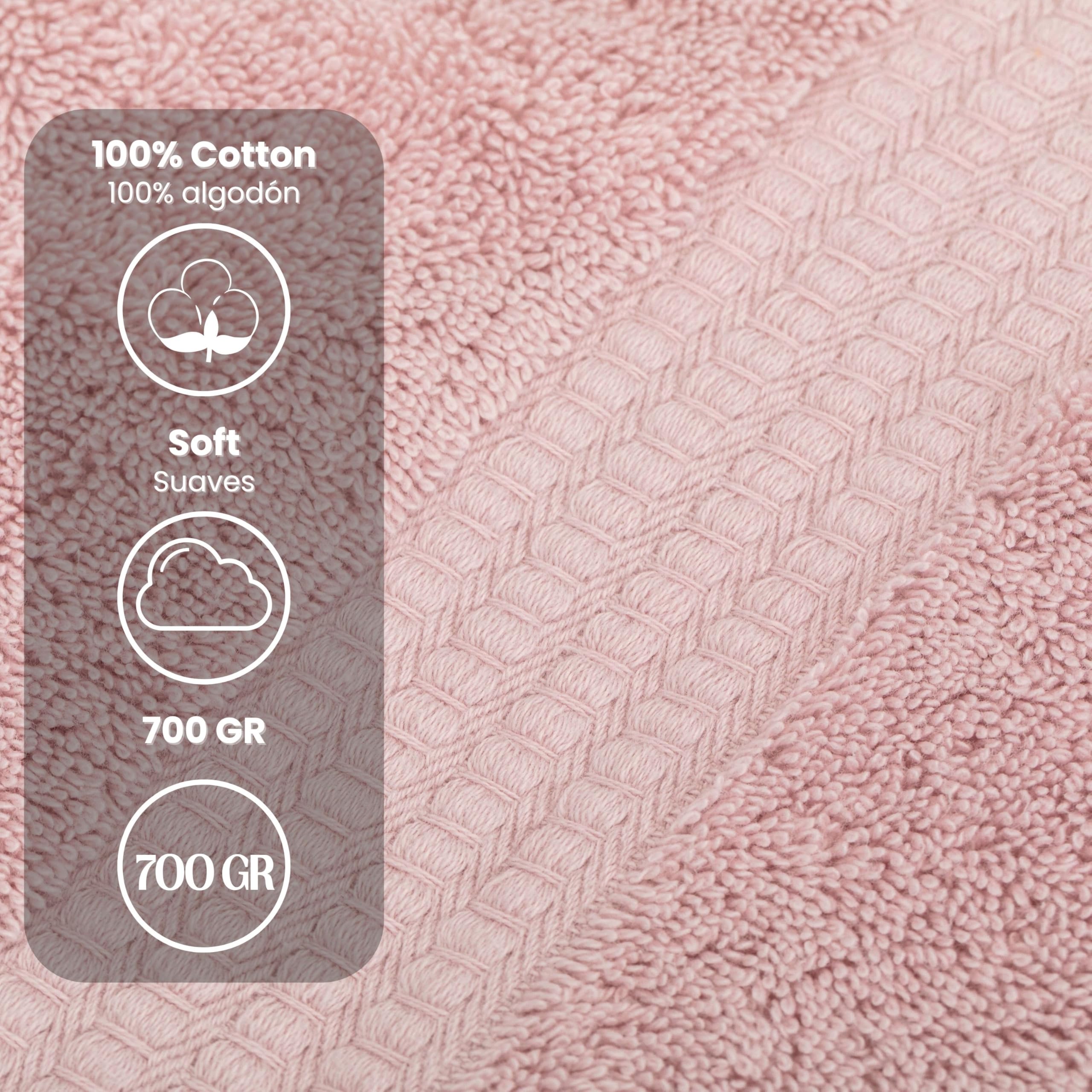 TRAMAS+ Juego de Toallas Premium 700gr de 6 Piezas, 100% Algodón, 4 Toallas de Mano 50x100 cm y 2 Toallas de baño de 70x140cm, Extra Suaves, Secado Rápido, Alta Absorción - Rosa Palo