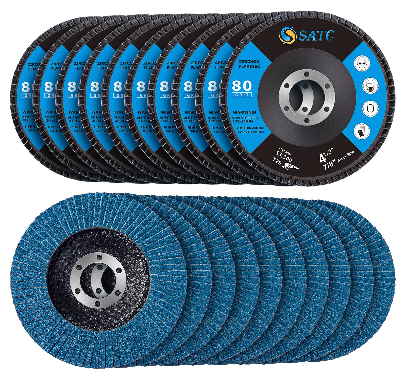 S SATC 20PCS Flap Discs 4 1/2 for Angle Grinder High Performance Grinder Flap Disc 80Grit Type 29