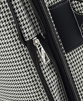 London Fog Cambridge 20 Expandable Spinner Carry-on Softside Suitcase with Laptop Compartment, Black White Houndstooth