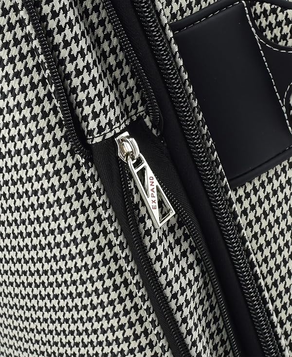London Fog Cambridge 25" Expandable Spinner, Black White Houndstooth, 25 inches by London Fog - Used condition - Image 3