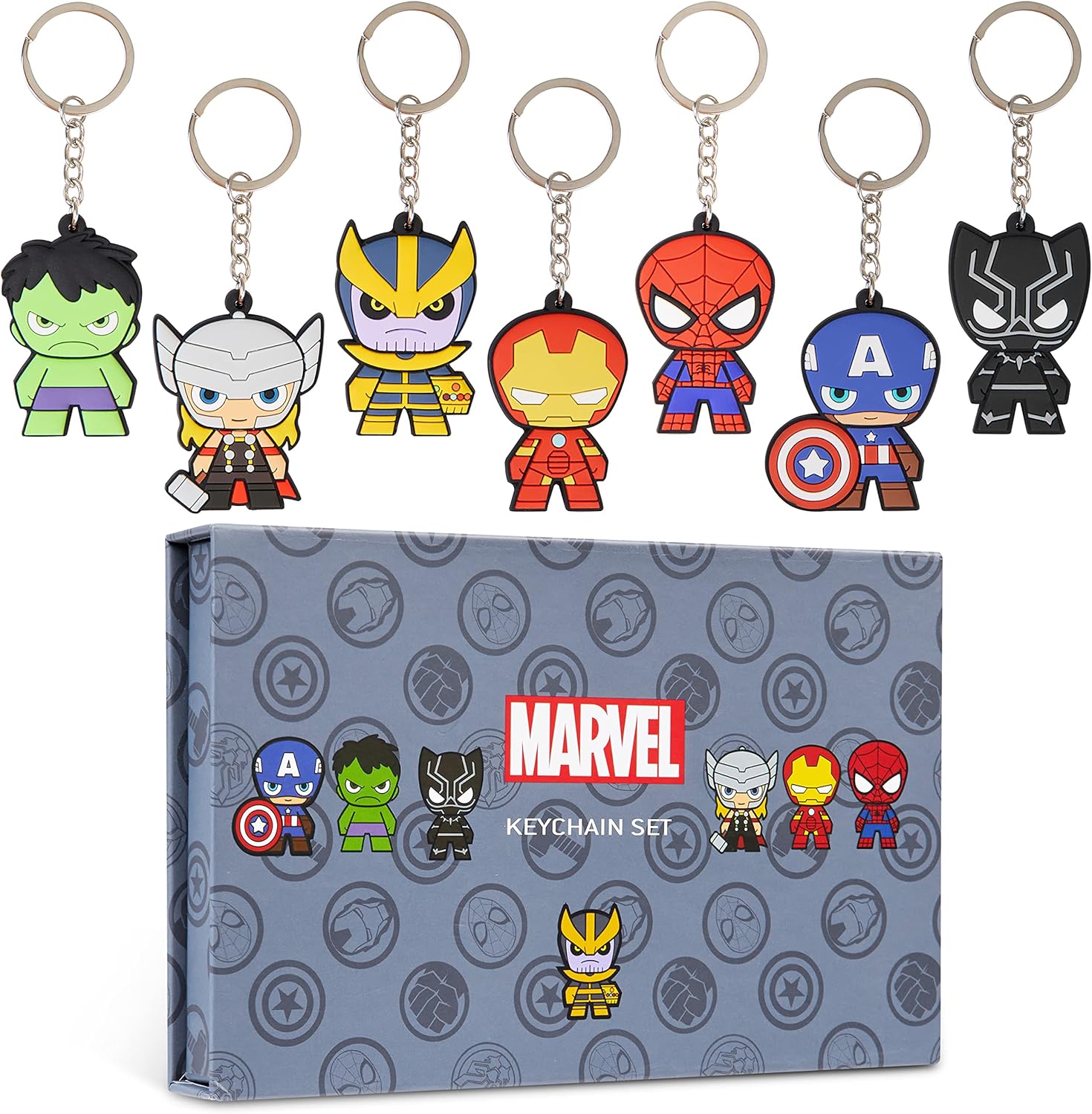 Marvel Llaveros de los Vengadores - Pack de 7 Figuras Mini - Regalo para Hombre 3 Marvel Llaveros Spiderman Black Panther Capitán América Thor Iron Man Hulk Los Vengadores - Regalos Originales para Hombre - Pack de 7 Llaveros Originales Mini Figuras - ¿Vale la pena?