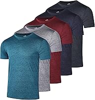 Real Essentials Men's 5-Pack Dry-Fit Crew Neck T-Shirts - Moisture-Wicking Workout Gym Running Athletic Tees S-3XL