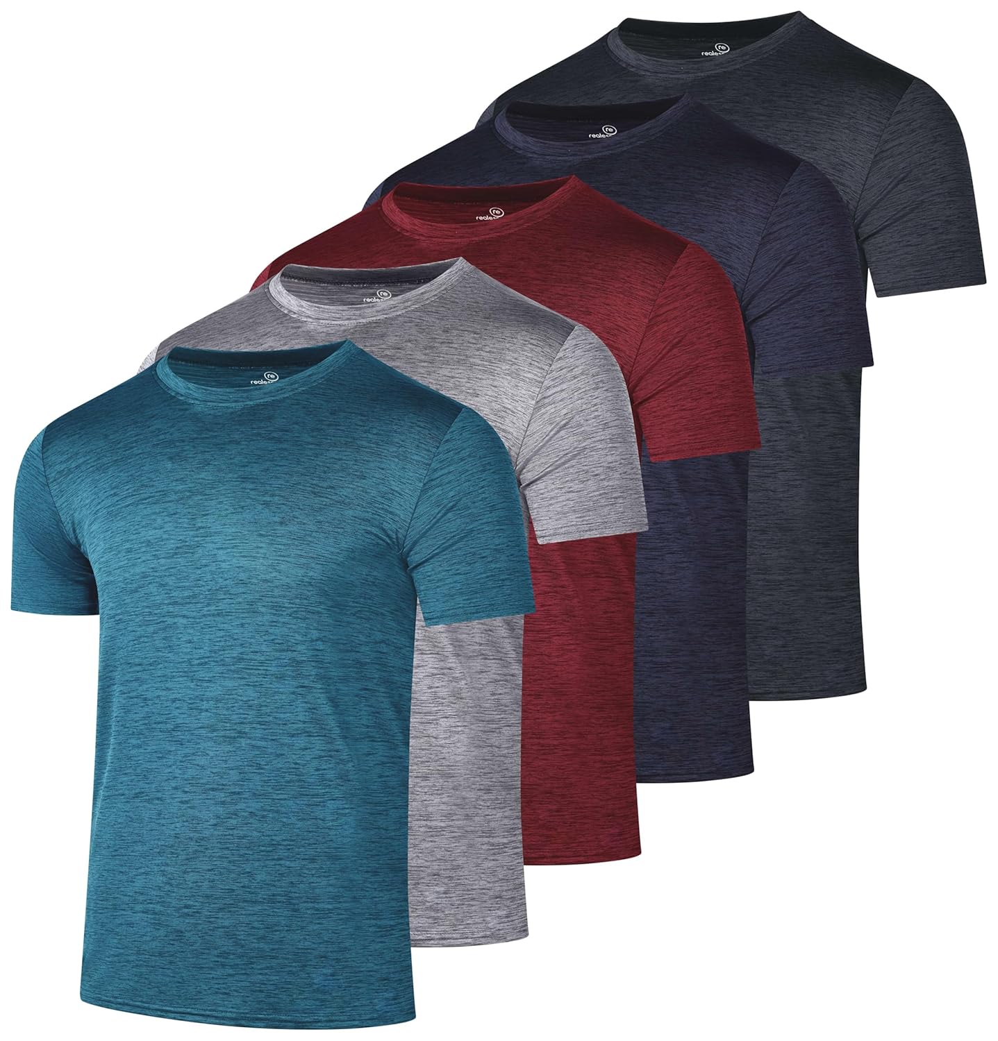 Real Essentials 5 Pack: Men’s Short Sleeve Dry Fit T-Shirts