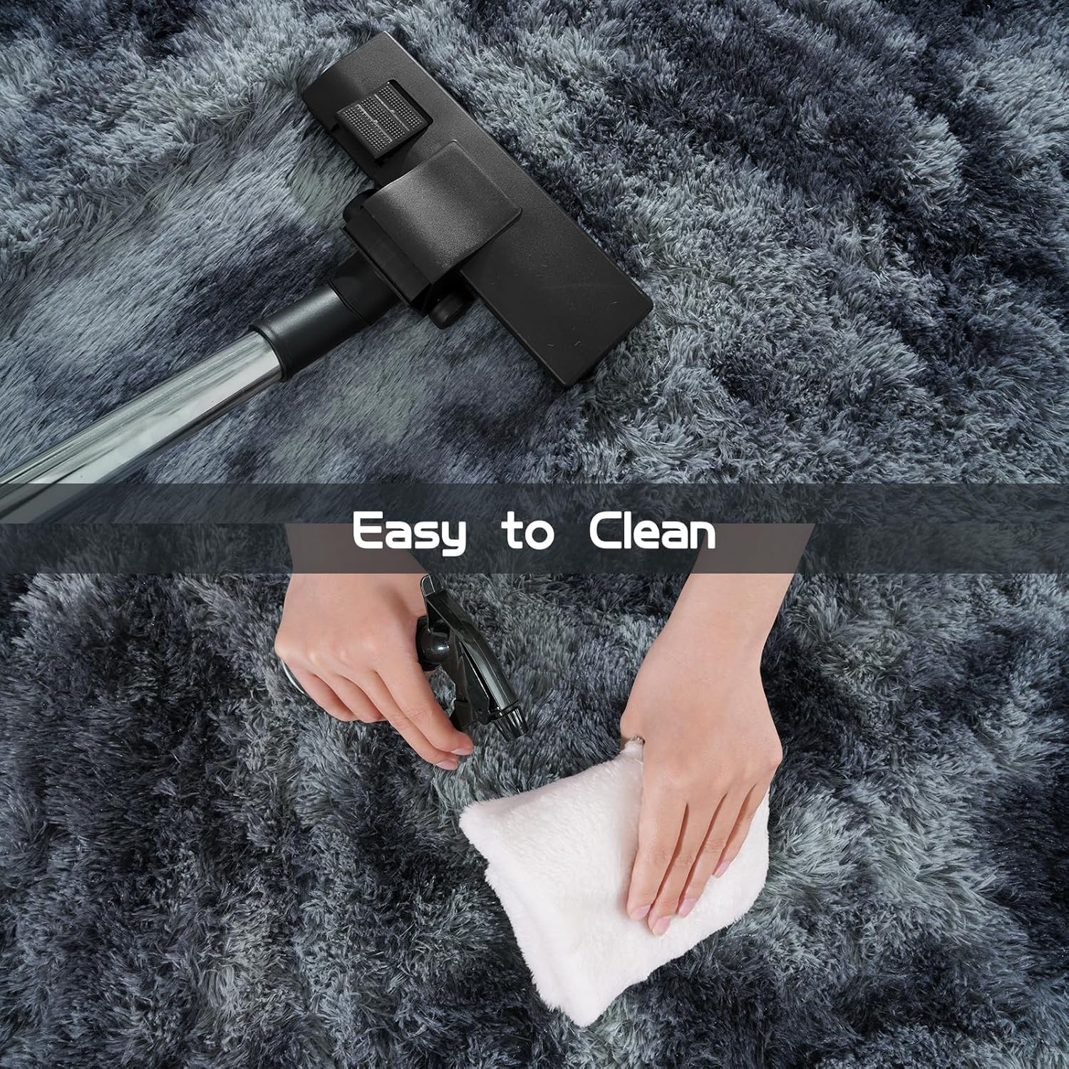 Fluffy Oval Rug for Bedroom 3.3'x6.2', Shag Area Rug for Bedside, Ultra Soft Cute Plush Carpet for Living Room Girls Boys Room Nursery Teens Dorm Home Decor, Blue Grey