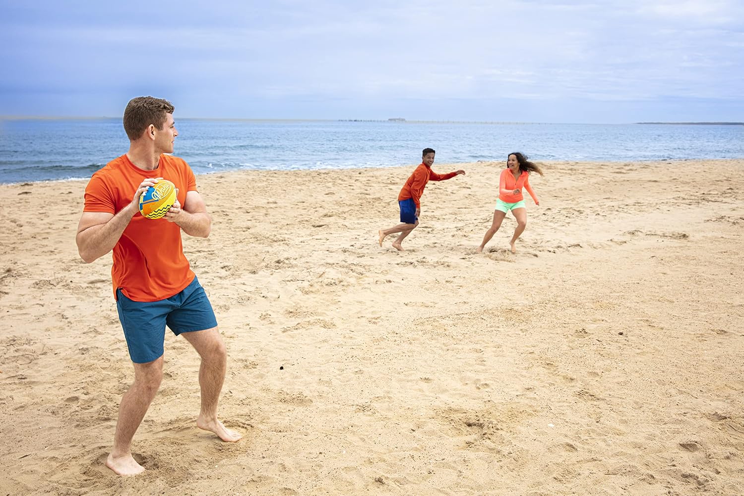 WAHU 100% Waterproof Beach Football with Real Laces for in and Out of Water Play, 9" Outdoor Football for Pool and Beach Games, Orange