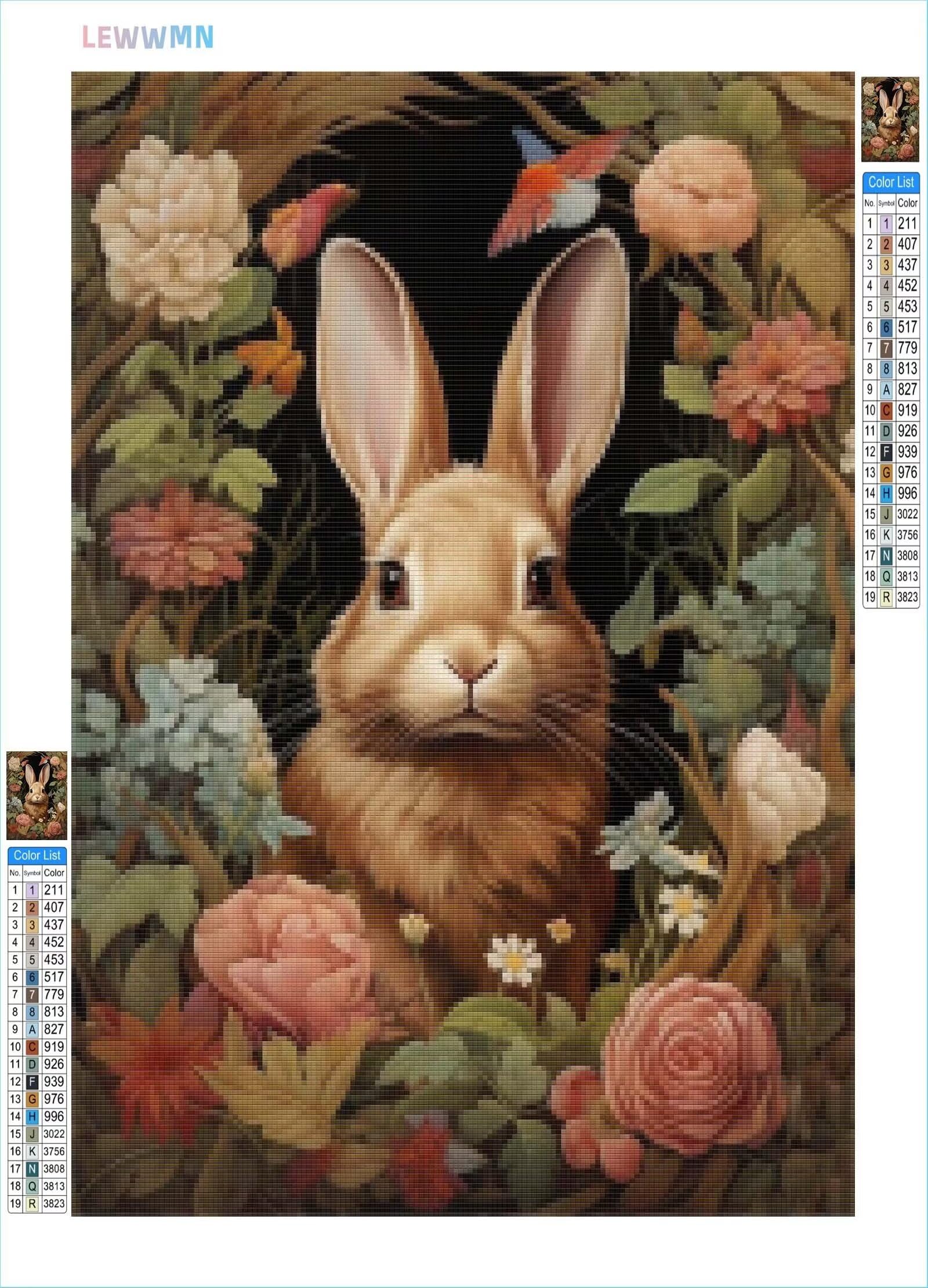 5D DIY Diamond Art Painting Kit Completo,Fiori di coniglio Kit di Pittura Diamante, Strass Cristallo Ricamo Arte Diamante Pittura con Numeri per Bambini Adulti Decorazione Parete di Casa - 70x100cm